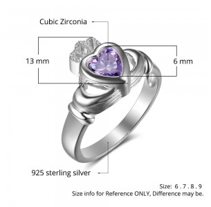 Birthstone Ring, Sterling Silver Personalized Engravable Ring JEWJORI102776